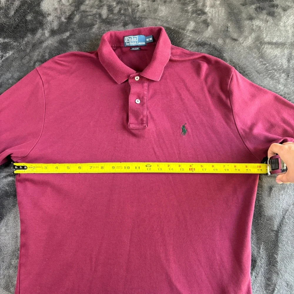 Polo Ralph Lauren Mens‎ Medium Burgundy Short Sleeve Pique Cotton Polo Shirt